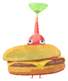 Lifelog artwork of a Red Burger Place Decor Pikmin with Burger decor from Pikmin Bloom.