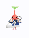 An animation of a red Pikmin with a sneaker keychain from Pikmin Bloom.