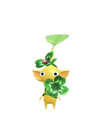 An animation of a Yellow Pikmin with a 4 leaf clover from Pikmin Bloom
