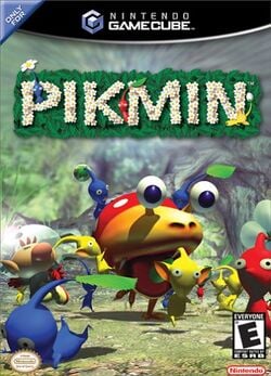 Front cover art of Pikmin.