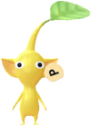 A Yellow Roadside Decor Pikmin with Sticker decor from Pikmin Bloom.