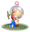 Captain Olimar pulls out a flower-budded Blue Pikmin from the ground.