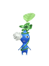 An animation of a Blue Pikmin with a 4 leaf clover from Pikmin Bloom