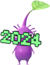 A Purple Pikmin with 2024 Glasses from Pikmin Bloom.