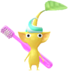 A yellow Decor Pikmin with the Pharmacy costume.