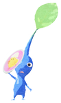 Lifelog artwork of a Blue Special Decor Pikmin with Spring Sticker decor from Pikmin Bloom.