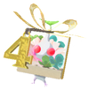 Lifelog artwork of a White Special Decor Pikmin with 4th Anniversary Flower Box decor from Pikmin Bloom.