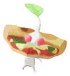 Lifelog artwork of a White Pizzeria Decor Pikmin with Pizza decor from Pikmin Bloom.