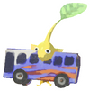 Lifelog artwork of a Yellow Bus Stop Decor Pikmin with Bus Papercraft decor from Pikmin Bloom.