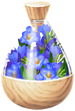 A full jar of blue freesia petals from Pikmin Bloom.