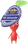 A Red University & College Decor Pikmin with College Crest Patch decor from Pikmin Bloom.