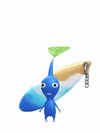 An animation of a Blue Pikmin with a Surfboard Keychain from Pikmin Bloom.