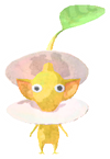 Lifelog artwork of a Yellow Beach Decor Pikmin with Shell decor from Pikmin Bloom.