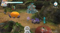 Rock Pikmin carrying fruit in an early version of Pikmin 3.