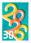 A postcard stamp from Pikmin Bloom, used during the 2026 New Years Event.