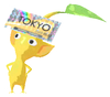 Lifelog artwork of a Yellow Station Decor Pikmin with Ticket (Rare) decor from Pikmin Bloom.