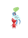An animation of a Red Pikmin with a Reverse Valentine’s Day Sticker from Pikmin Bloom