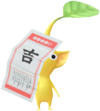 A Yellow Fortune Decor Pikmin with the blessing fortune ("kichi" 吉)