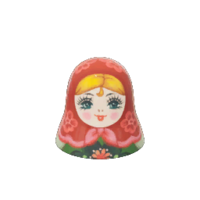 Icon for the Daughter Doll Head, from Pikmin 4's Treasure Catalog.