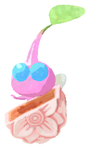 Lifelog artwork of a Winged Special Decor Pikmin with Mooncake decor from Pikmin Bloom.