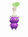 An animation of a Purple Pikmin with a White Chess Piece from Pikmin Bloom