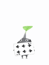 An animation of a Rock Pikmin with a Playing Card from Pikmin Bloom.