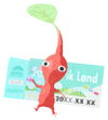 Lifelog artwork of a Red Theme Park Decor Pikmin with Theme Park Ticket decor from Pikmin Bloom.