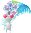 A White Special Decor Pikmin with Rio Carnival decor from Pikmin Bloom.
