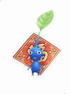 An animation of a Blue Pikmin with a Lunar New Year Ornament: Red from Pikmin Bloom