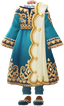 "Elegant Long Tunic (Teal)" Mii costume in Pikmin Bloom.
