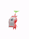 An animation of a Red Pikmin with a Fortune (Lucky) from Pikmin Bloom.
