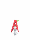 An animation of a White Pikmin with a Laundry Item from Pikmin Bloom.
