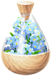 A full jar of blue forget-me-not petals from Pikmin Bloom.
