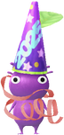 A Purple Special Decor Pikmin with Party Popper 2025 decor from Pikmin Bloom.