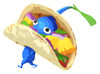 Lifelog artwork of a Blue Mexican Restaurant Decor Pikmin with Taco decor from Pikmin Bloom.