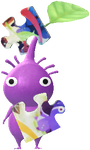 A purple Decor Pikmin with a Puzzle Costume.
