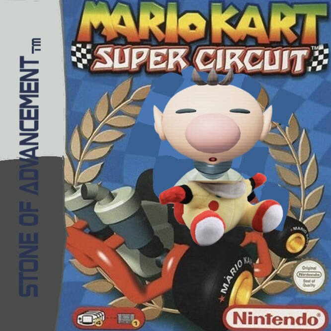 Mario Kart Super Circuit Box with Olimar as Mario.