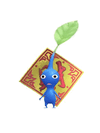 An animation of a Blue Pikmin with a Lunar New Year Ornament: Gold from Pikmin Bloom