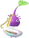 A Purple Stadium Decor Pikmin with Ball Keychain (Rare) decor from Pikmin Bloom.