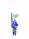 An animation of a Blue Pikmin with a Party Popper from Pikmin Bloom.