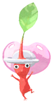 Lifelog artwork of a Red Special Decor Pikmin with Pacifier decor from Pikmin Bloom.