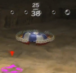 Red Pikmin carrying the Space Float.