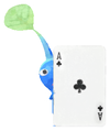 Lifelog artwork of a Blue Special Decor Pikmin with Playing Card decor from Pikmin Bloom.