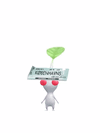 An animation of a White Pikmin with a Ticket from Pikmin Bloom.