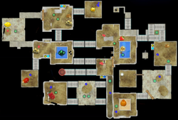 The gamepad overview map for the collect the treasure version of Clockwork Chasm.