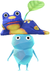 An Ice Special Decor Pikmin with Balinese Carving decor from Pikmin Bloom.