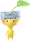 A Yellow Pikmin in Ticket decor.
