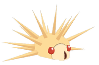 An unused variant in Hey! Pikmin, the Togedo_rot. It is a variant of the Speargrub. This version of the picture has it with it's spikes protruded.