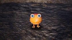 A Dwarf Bulborb staring directly into the camera.