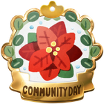 Red Poinsettia Community Day badge from Pikmin Bloom.